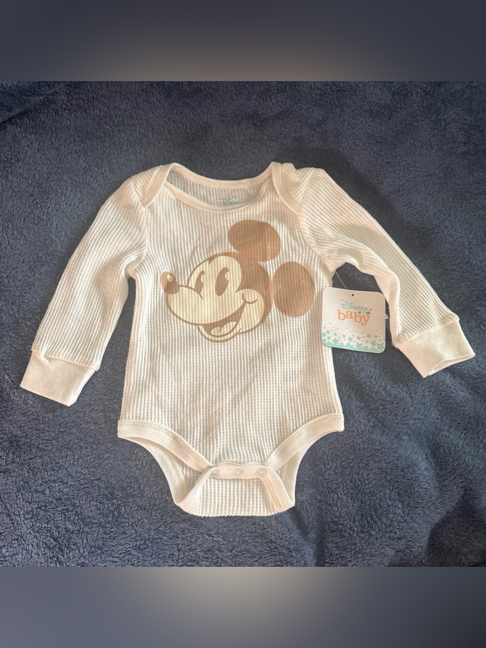 Baby Boy Clothes New Disney Baby 3-6 Month White/Tan Mickey Mouse Bodysuit